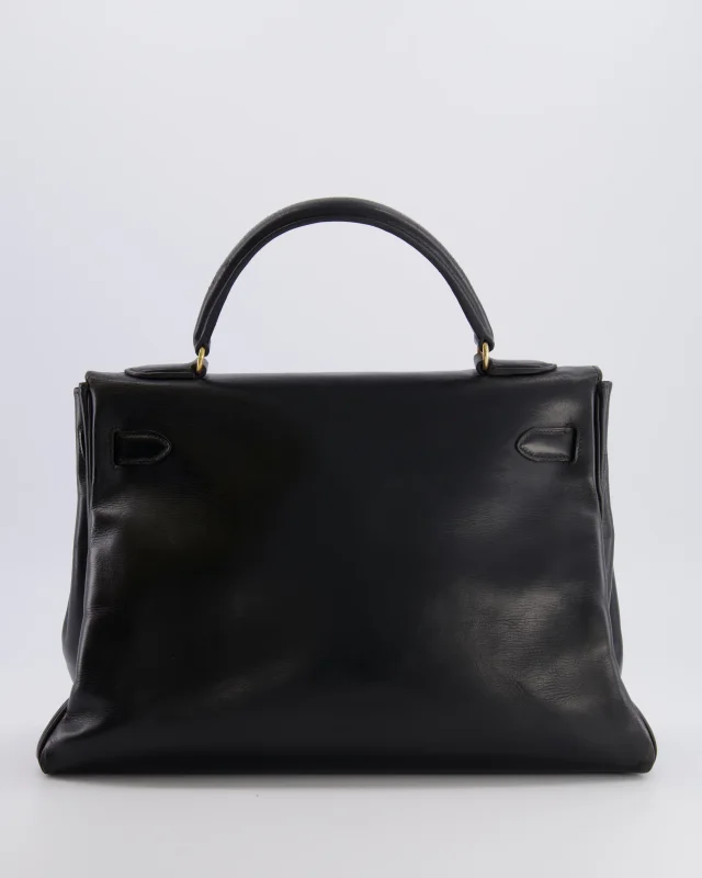 Hermès Vintage Kelly 32 Retourne Bag in Black Box leather from Sellier, photo 6 of 22