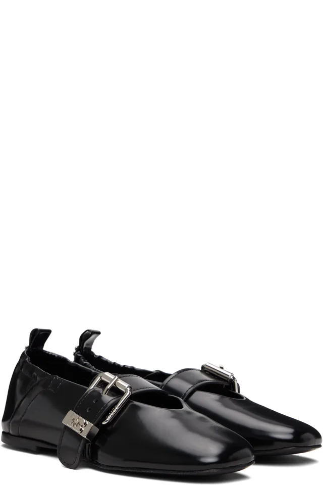 GANNI Black Sue Ballerina Flats, photo 5 of 10 from SSENSE