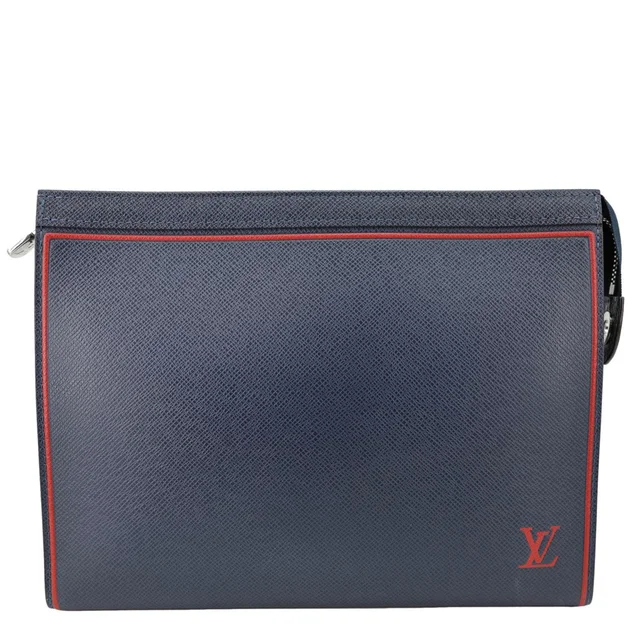 Louis Vuitton Voyage MM Taiga Leather Pochette Navy Blue in Navy Leather from Dallas Designer Handbags