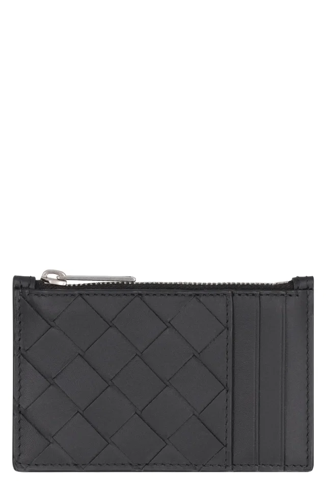 Bottega Veneta Intrecciato Quilted Calfskin Card Case — Black Calf Wallets & Cardholders in Black Calfskin from HEWI