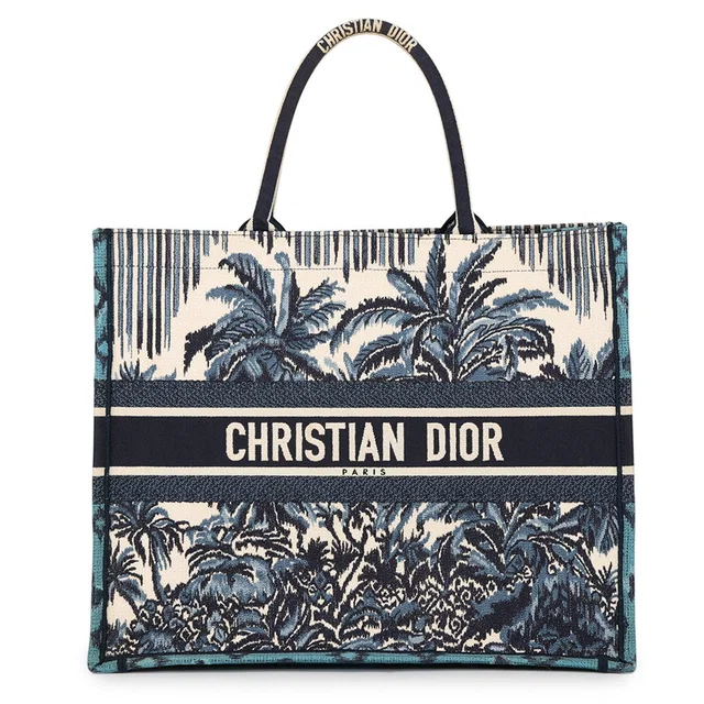 Dior Palms Book Tote Blue/WhiteM12862REU_M928 Canvas Size Large in Blue Canvas from GALLERY RARE