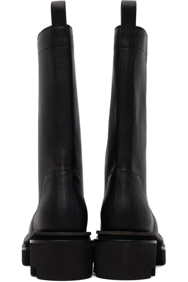 Rick Owens Black Temple Calf Pull On Bogun Boots, photo 2 of 5 from SSENSE