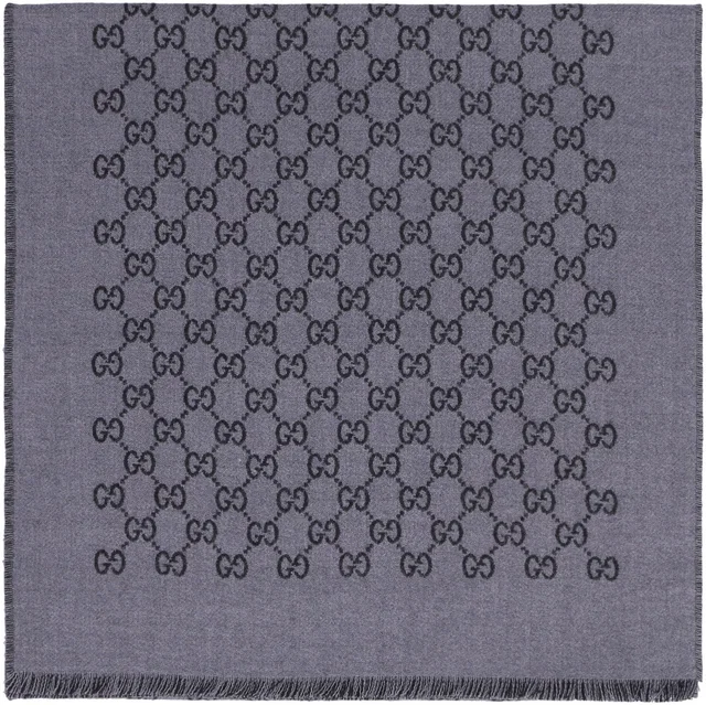 Gucci Gg Jacquard Wool Scarf — Gray Scarfs in Grey Wool from HEWI
