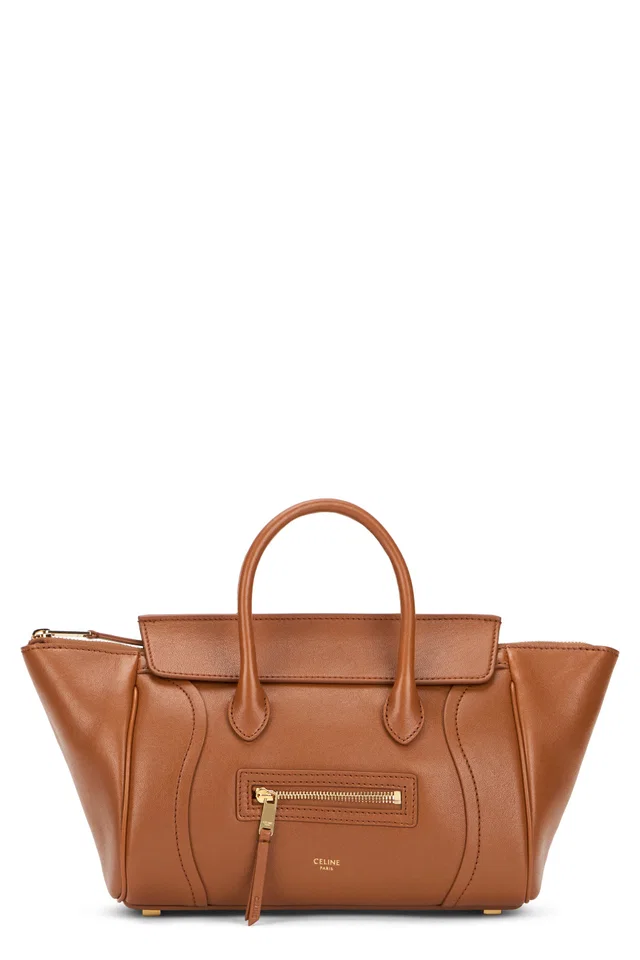 Celine Luggage Top Handle Bag — Brown Lambskin Leather in Brown Lambskin from HEWI