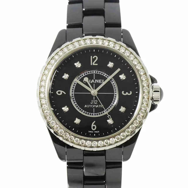 Chanel J12 Bezel 8P Diamond Automatic Black Dial Mens H3109 Watch in Black Ceramic from Luxury Promise