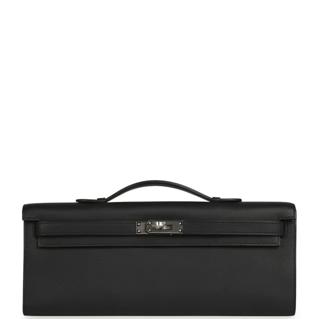 Hermès Kelly Cut Black Swift Palladium Hardware in Black Swift leather from Madison Avenue Couture
