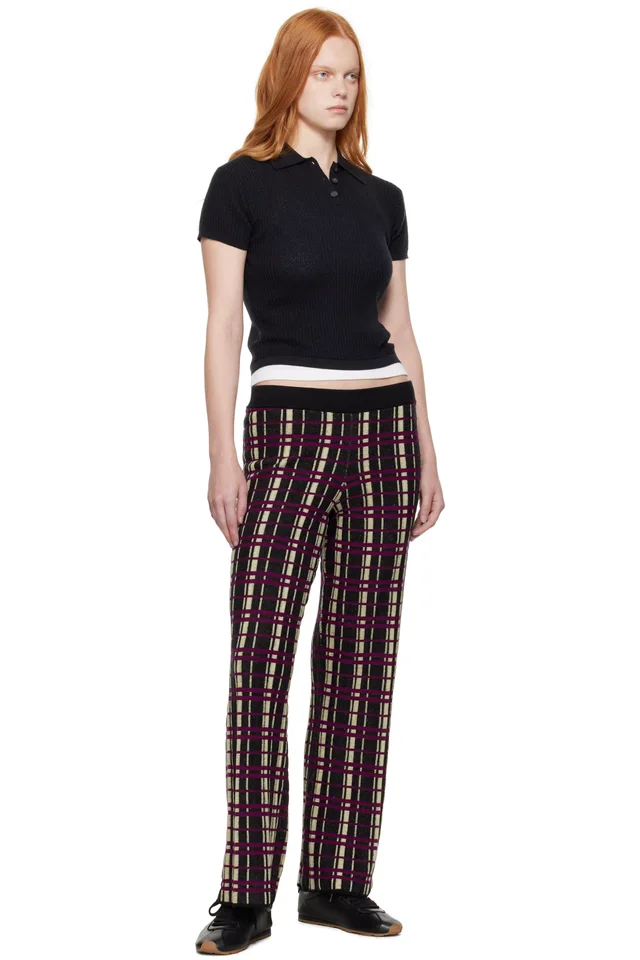 Guest in Residence Black & Purple Plaid Flare Lounge Pants, photo 4 of 4 from SSENSE