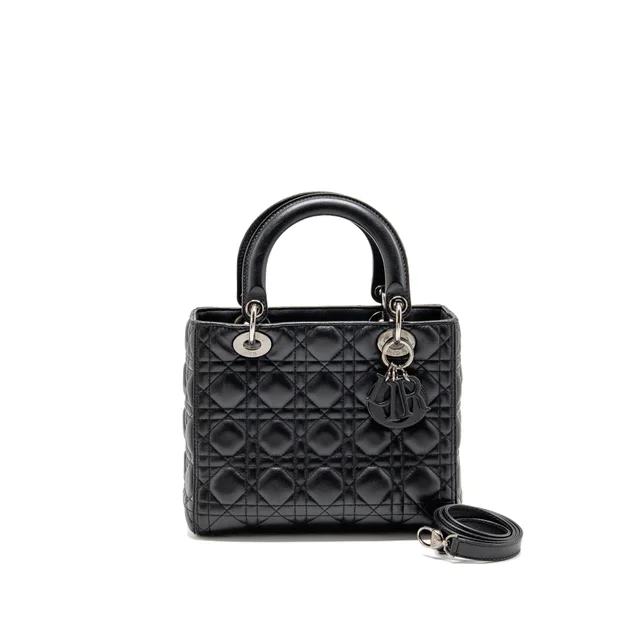 Medium Lady Dior Lambskin So Black in Black Lambskin from EMIER