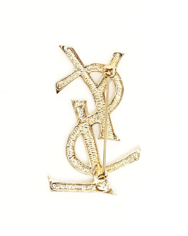 Saint Laurent Rhinestone Brooch in Silk from A Retro Tale, photo 2 of 3