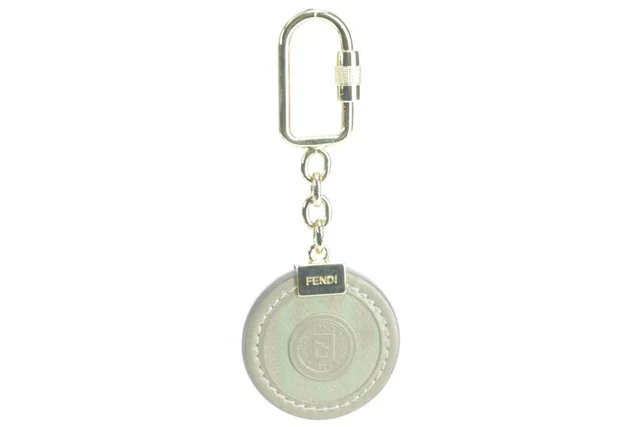Fendi Regimental Keychain FF Logo Zucca Green Grey Charm Pendant in Green from Bagriculture