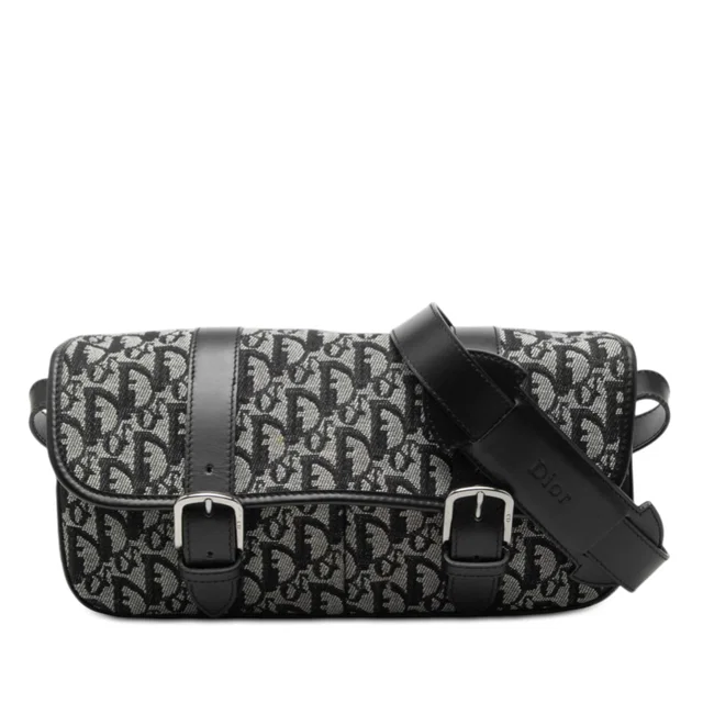 Black Dior Diorissimo Trotter Canvas Crossbody in Black Canvas from Designer Revival