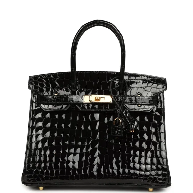 Hermès Birkin 30 Black Shiny Crocodile Niloticus Gold Hardware in Black Crocodile from Madison Avenue Couture