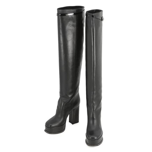 Louis Vuitton Westside Line Long Boots Noir Leather Size 36 1/2 in Black Leather from GALLERY RARE