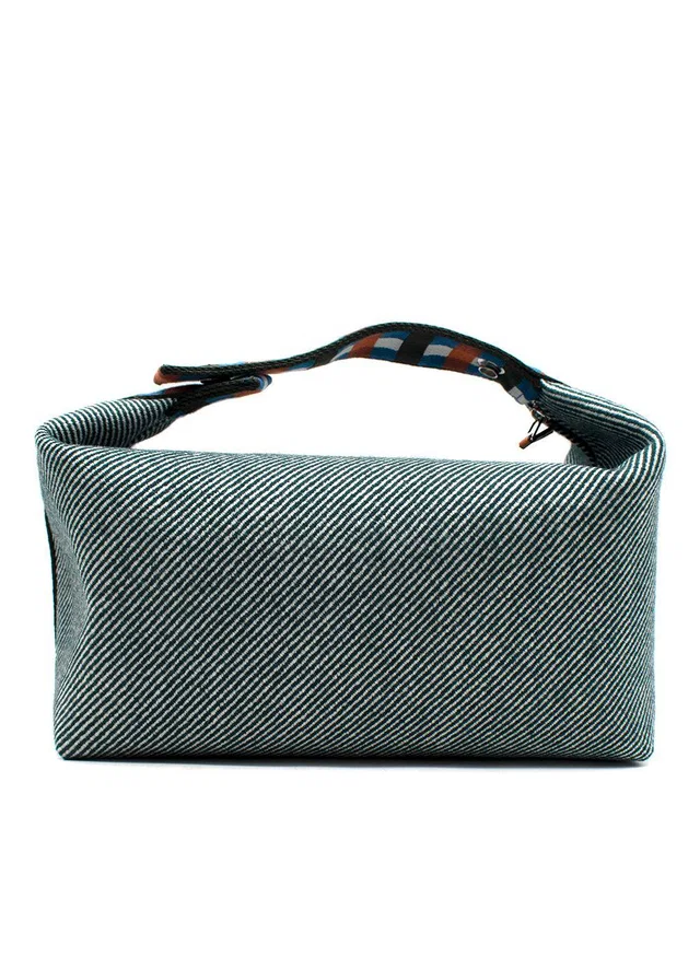 Hermès Green Stripe Bride-a-Brac au Carre Case, Large Model in Green Canvas from HEWI