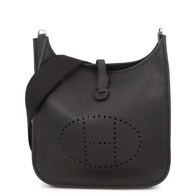 Hermès Evelyne3 Black Taurillon Clemence Size PM in Black Clemence leather from GALLERY RARE