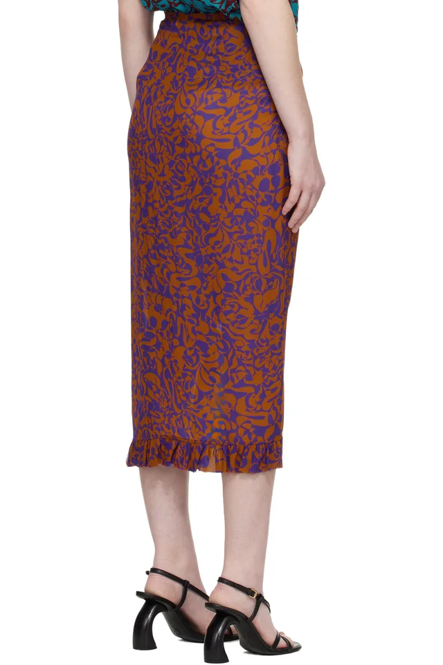 Dries Van Noten Purple & Orange Sina Midi Skirt, photo 3 of 4 from SSENSE