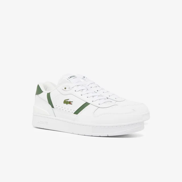 Lacoste Men's T-Clip Set Leather Sneakers in WHITE/DARK GREEN, photo 2 of 4 from Lacoste