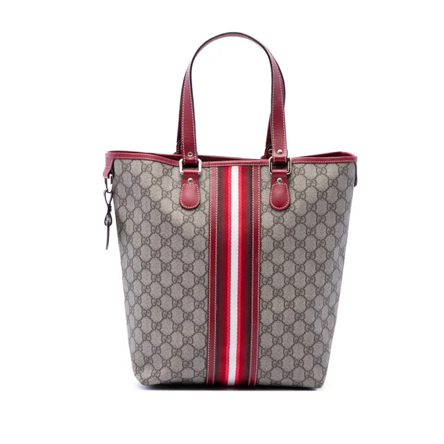 Beige Gucci GG Supreme Web Tote in Beige Coated canvas from Designer Revival