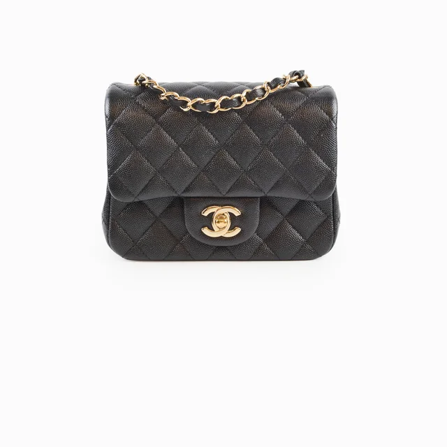 Chanel Mini Flap Square Caviar Black in Black Caviar leather from The Purse Affair