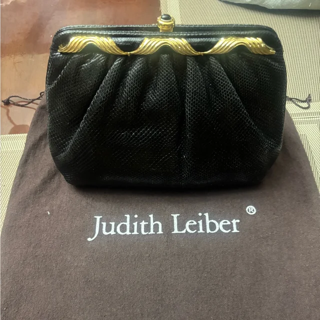 Judith Leiber Black Textured Evening Clutch in black|gold from Poshmark