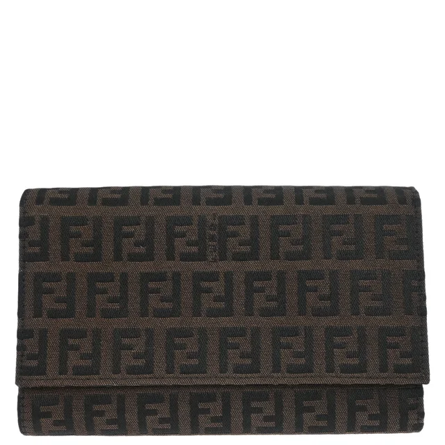 Fendi Brown Zucchino Trifold Wallet in Brown Canvas from AMORE Vintage Tokyo