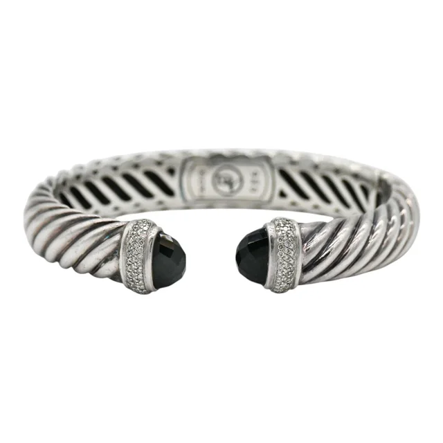 David Yurman Waverly Black Onyx & Diamond 10mm Cuff Bracelet in Black from Clotheshorse Anonymous