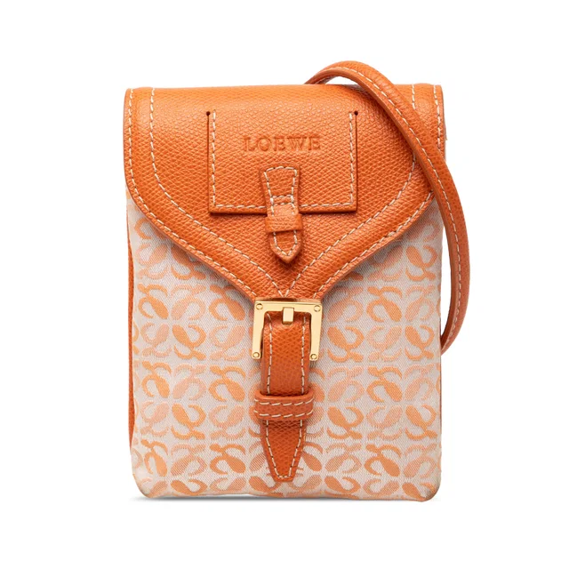 Orange LOEWE Mini Anagram Canvas Crossbody in Orange Canvas from Designer Revival