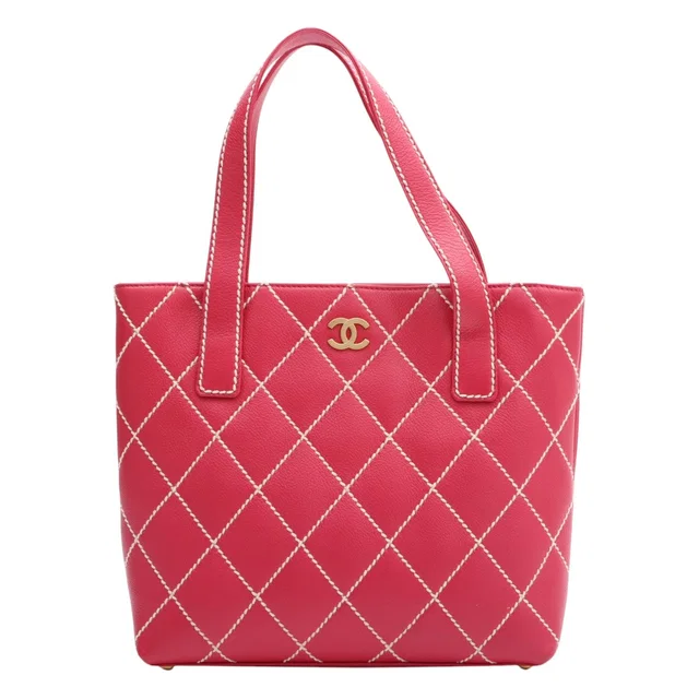 Chanel Wild Stitch handbag, made around 2003, pink in Pink Caviar leather from VINTAGE QOO TOKYO