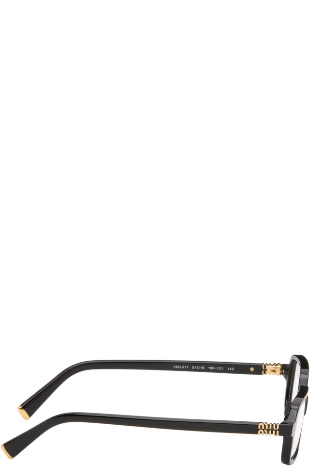 Miu Miu Eyewear Black Rectangle Glasses, photo 2 of 4 from SSENSE