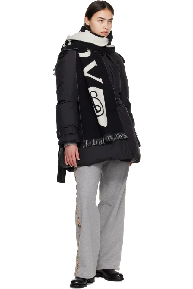 Burberry Black Logo Wool Scarf, photo 3 of 3 from SSENSE