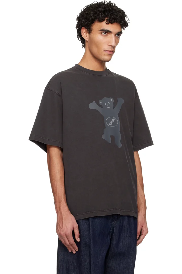 We11done Gray Teddy Logo T-shirt, photo 2 of 4 from SSENSE
