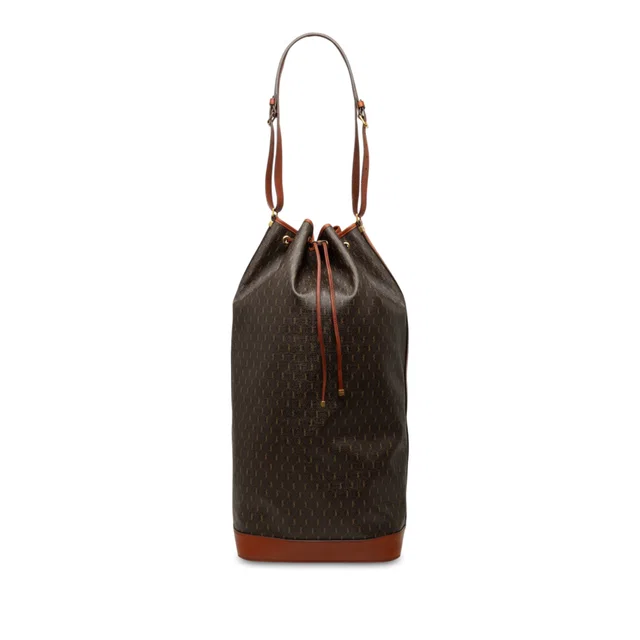 Brown Saint Laurent Le Monogramme Coated Canvas Long Bucket Bag in Brown Coated canvas from Designer Revival