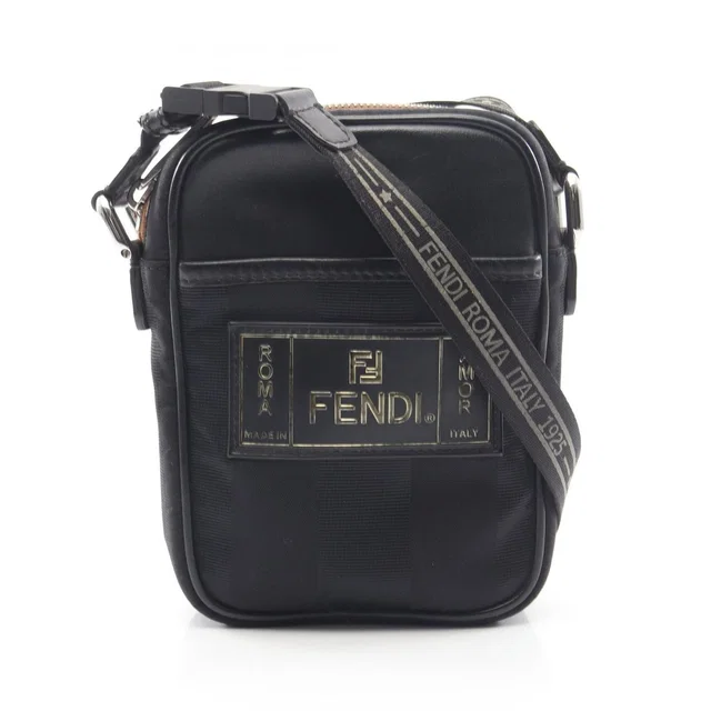 Fendi Shoulder Bag Pecan Black Nylon Leather in Black Nylon from The Reluxe