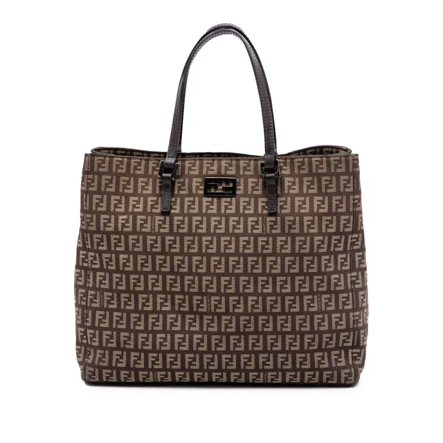 Brown Fendi Zucchino Canvas Tote in Brown Canvas from Designer Revival