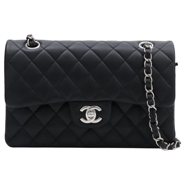Chanel Classic Flap Chain Bag, 23cm, Black, Circa 2020 in Black Lambskin from VINTAGE QOO TOKYO