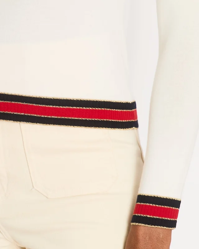 Gucci White Long Sleeve Knitted Jumper with Striped Trim Detail Size IT 38 (UK 6) in White from Sellier, photo 2 of 2
