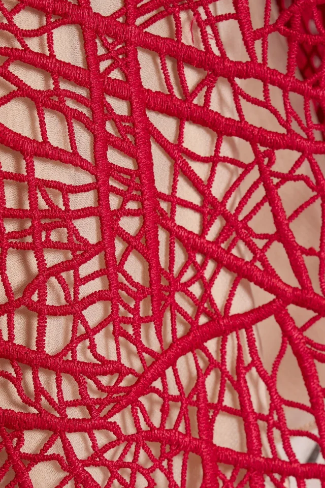 Oscar de la Renta Asymmetric Guipure Lace Top in Red, photo 4 of 4 from THE OUTNET