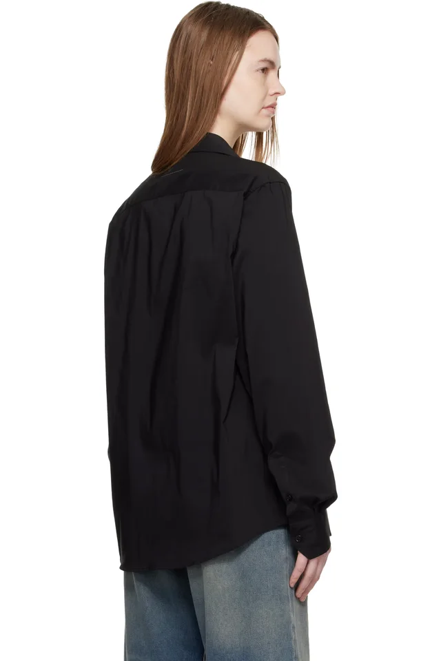 MM6 Maison Margiela Black Poly Cotton Shirting Long-Sleeved Shirt, photo 3 of 4 from SSENSE