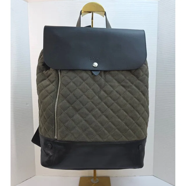 Longchamp Paris Quilted Suede Leather Backpack Olive Green Black L1331959 292 in green|black Suede from Poshmark