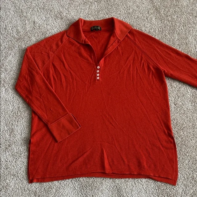 Loro Piana Burnt Orange Henley Polo 3/4 Sleeve Tunic Cashmere Silk Sweater in orange Silk from Poshmark
