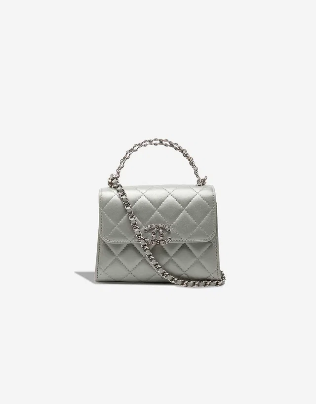Chanel Timeless Handle Mini Lamb Silver in Silver Lambskin from SACLÀB
