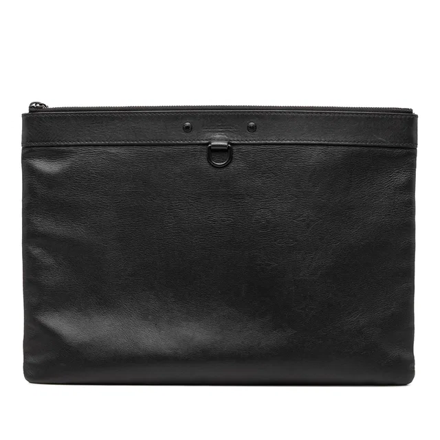 Black Louis Vuitton Monogram Shadow Discovery Pochette Clutch Bag in Black Leather from Designer Revival