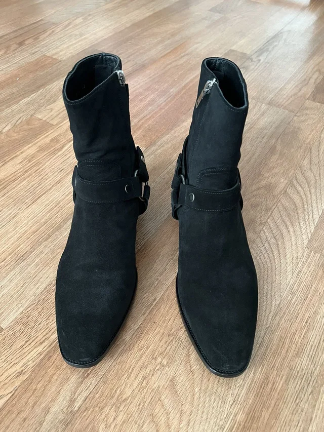 Saint Laurent Suede Soho Wyatt Boots in black Suede from Grailed
