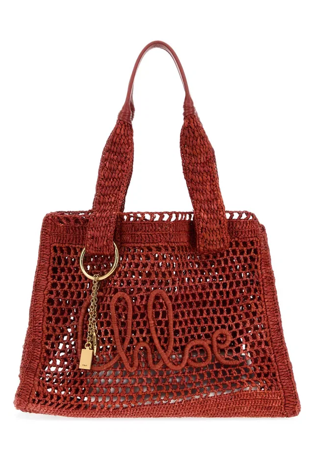 Chloé Summer Banana Shoulder Bag — Red in Red Raffia from HEWI