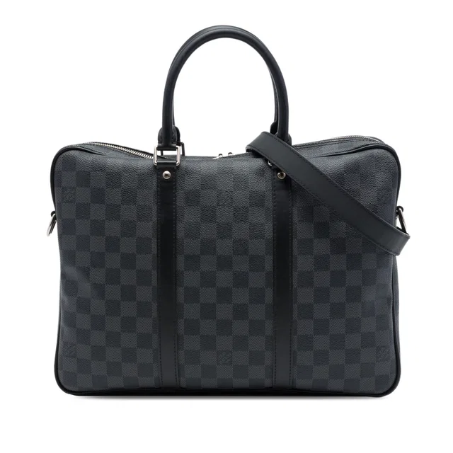 Black Louis Vuitton Damier Graphite Porte Documents Voyage PM Business Bag in Black Canvas from Designer Revival