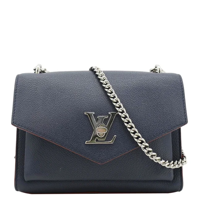 Louis Vuitton Mylockme Leather Chain Shoulder Bag Navy Blue in Navy Leather from Dallas Designer Handbags