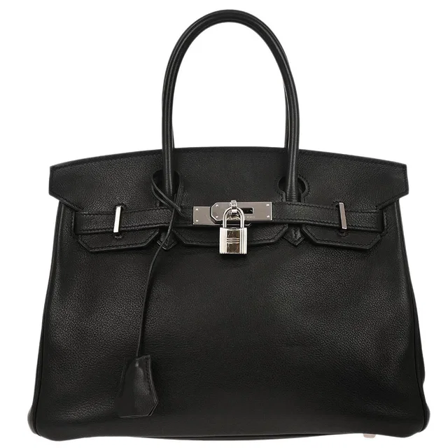 Hermès Black Veau Evergrain Birkin 30 Handbag in Black Calfskin from AMORE Vintage Tokyo