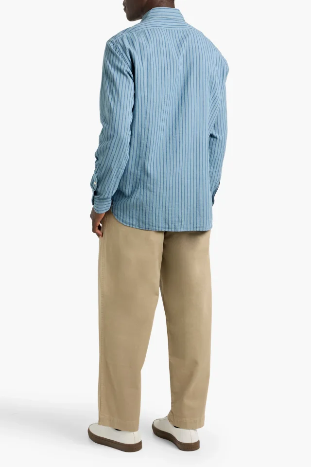 Boglioli Striped Linen and Cotton-Blend Shirt in Blue, photo 3 of 4 from THE OUTNET