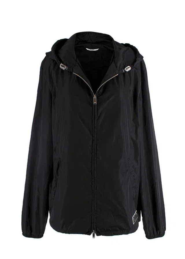 Valentino Garavani Black Hooded VLTN Rain Jacket in Black from HEWI