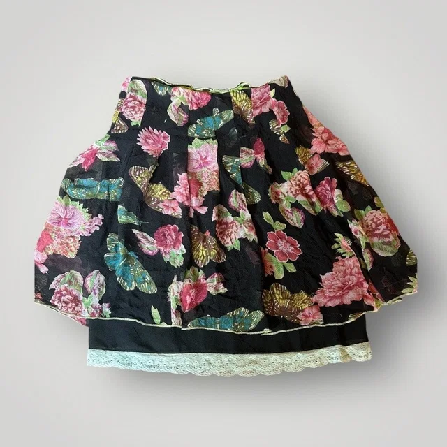 Max Mara Silk Butterfly 90s Y2k Skirt Vintage (See Measurements) in black|pink Silk from Poshmark